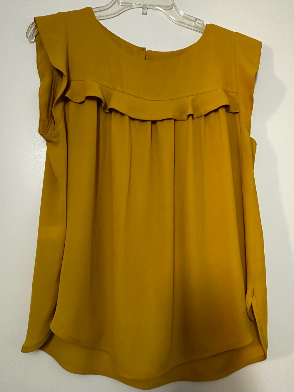 LOFT Mustard Ruffle-Front Sleeveless Blouse